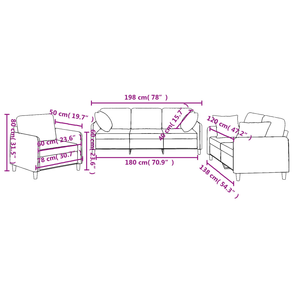 3-delige Loungeset met kussens stof donkergrijs is nu te koop bij PeponiXL, paradijselijk wonen!