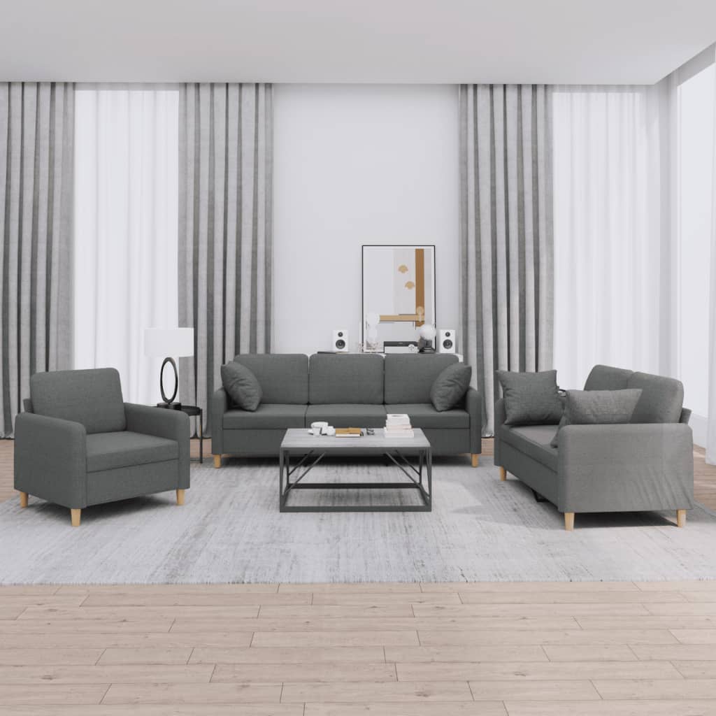 3-delige Loungeset met kussens stof donkergrijs is nu te koop bij PeponiXL, paradijselijk wonen!