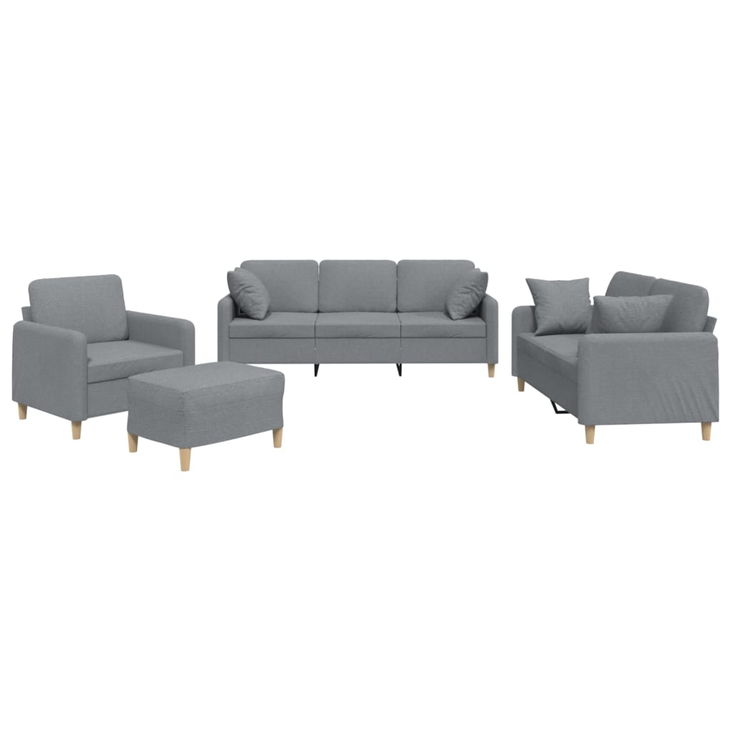 4-delige Loungeset met kussens stof lichtgrijs is nu te koop bij PeponiXL, paradijselijk wonen!