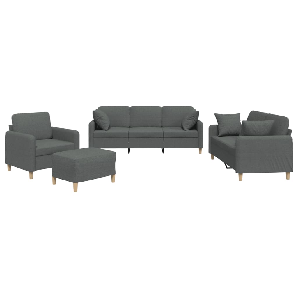 4-delige Loungeset met kussens stof donkergrijs is nu te koop bij PeponiXL, paradijselijk wonen!