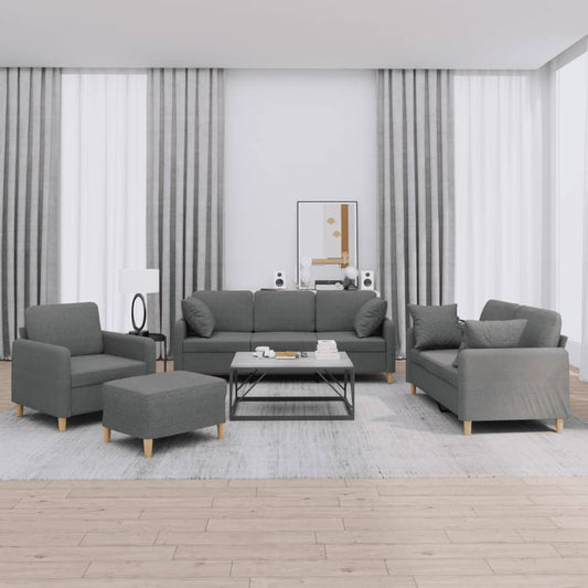 4-delige Loungeset met kussens stof donkergrijs is nu te koop bij PeponiXL, paradijselijk wonen!