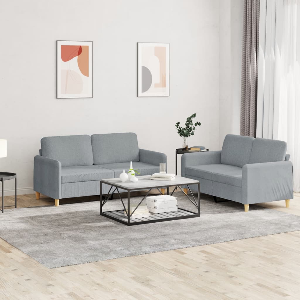2-delige Loungeset met kussens stof lichtgrijs is nu te koop bij PeponiXL, paradijselijk wonen!