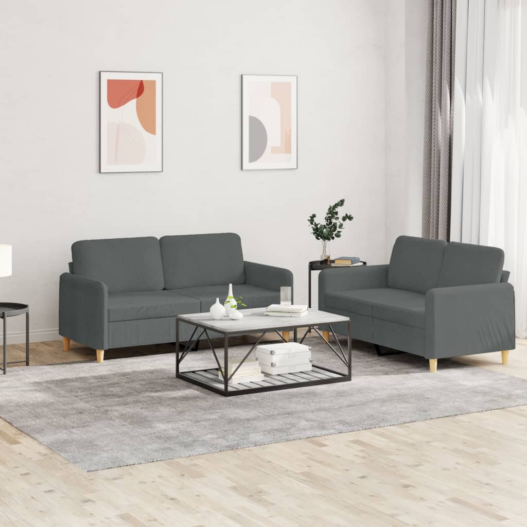 2-delige Loungeset met kussens stof donkergrijs is nu te koop bij PeponiXL, paradijselijk wonen!