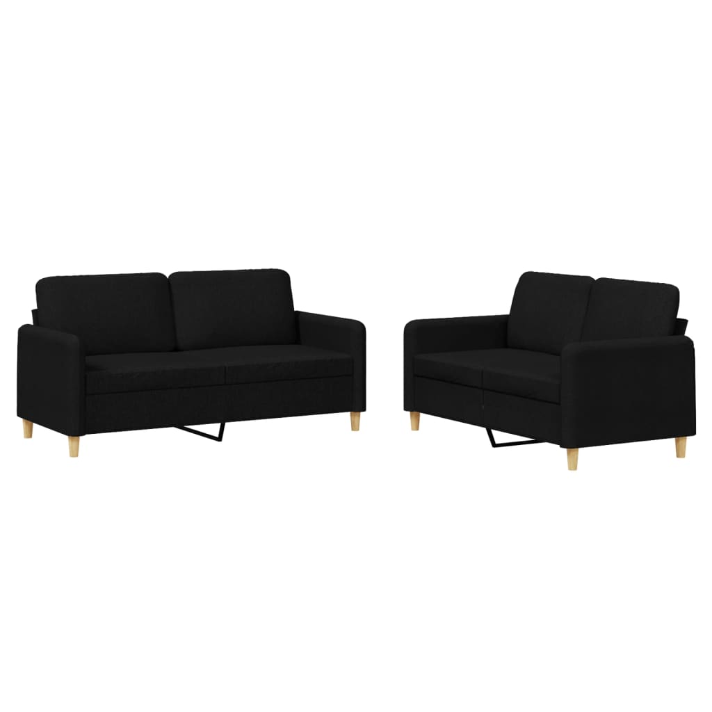 2-delige loungeset met kussens stof zwart is nu te koop bij PeponiXL, paradijselijk wonen!