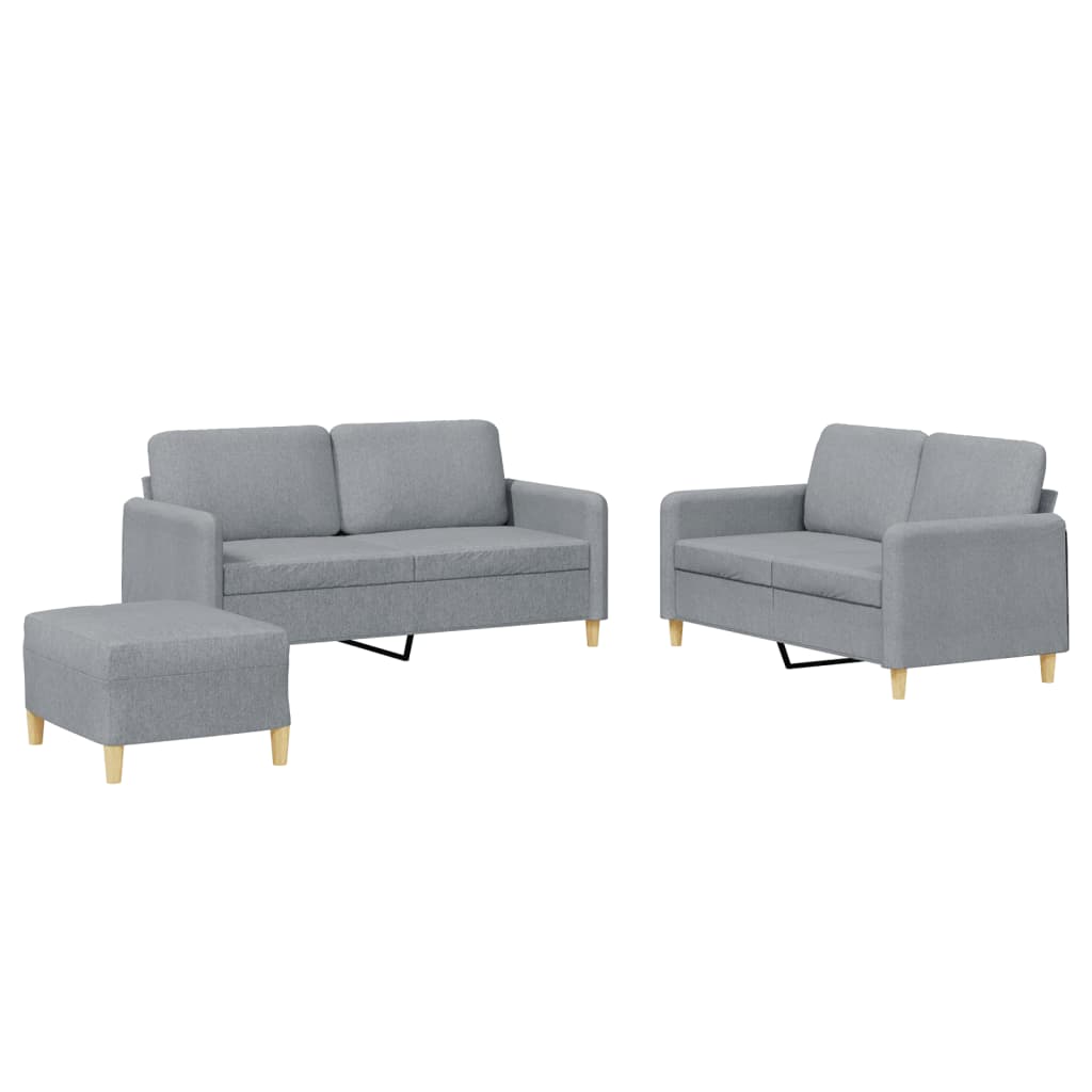 3-delige Loungeset met kussens stof lichtgrijs is nu te koop bij PeponiXL, paradijselijk wonen!