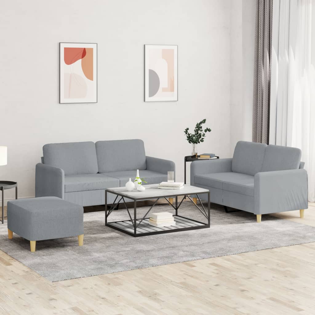 3-delige Loungeset met kussens stof lichtgrijs is nu te koop bij PeponiXL, paradijselijk wonen!