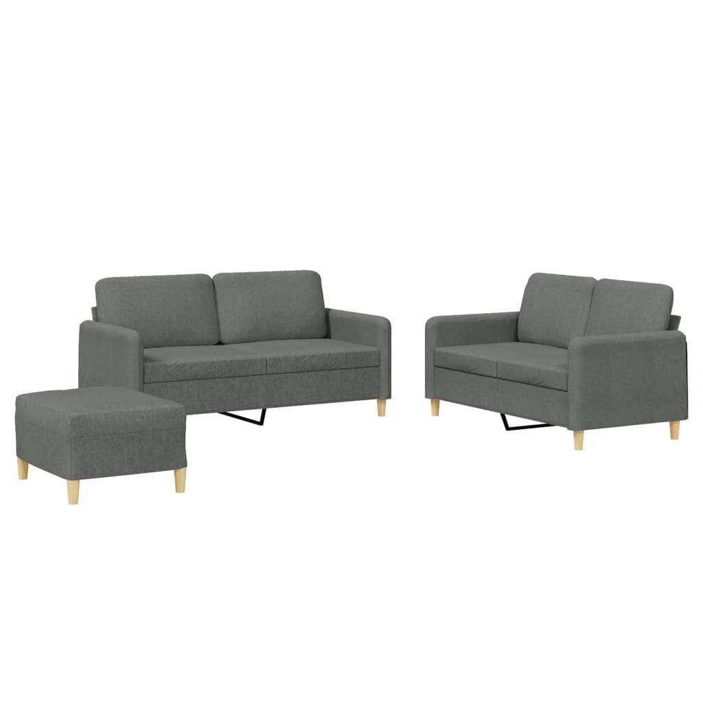 3-delige Loungeset met kussens stof donkergrijs is nu te koop bij PeponiXL, paradijselijk wonen!