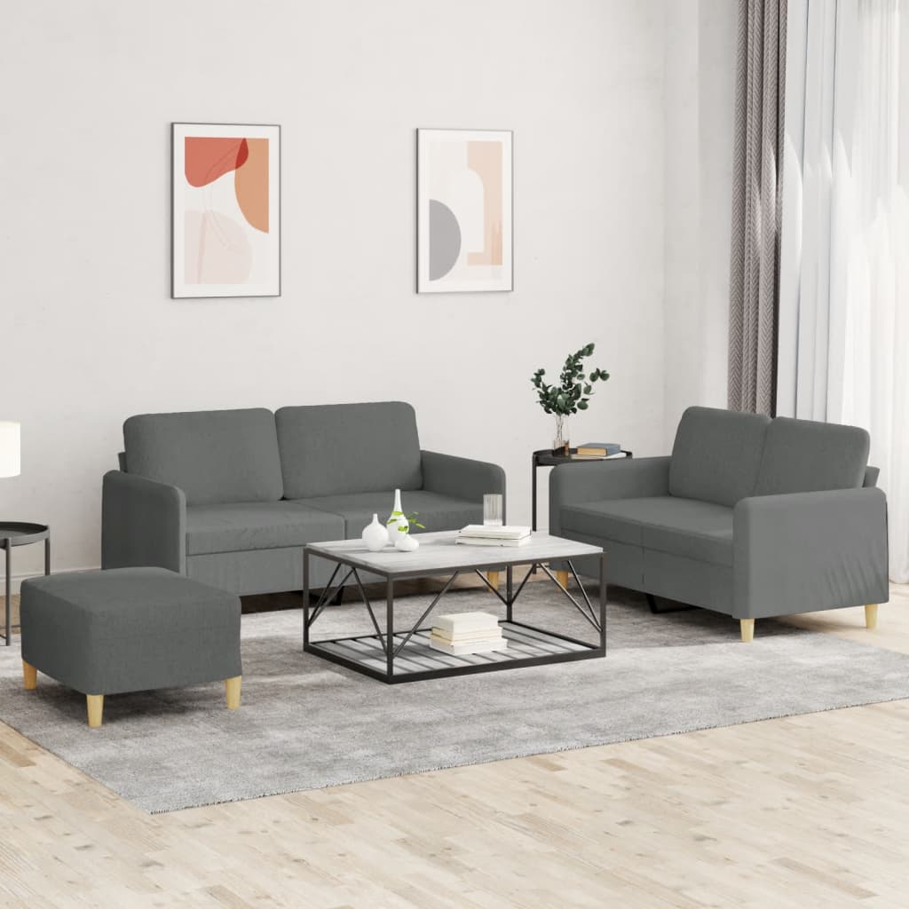 3-delige Loungeset met kussens stof donkergrijs is nu te koop bij PeponiXL, paradijselijk wonen!