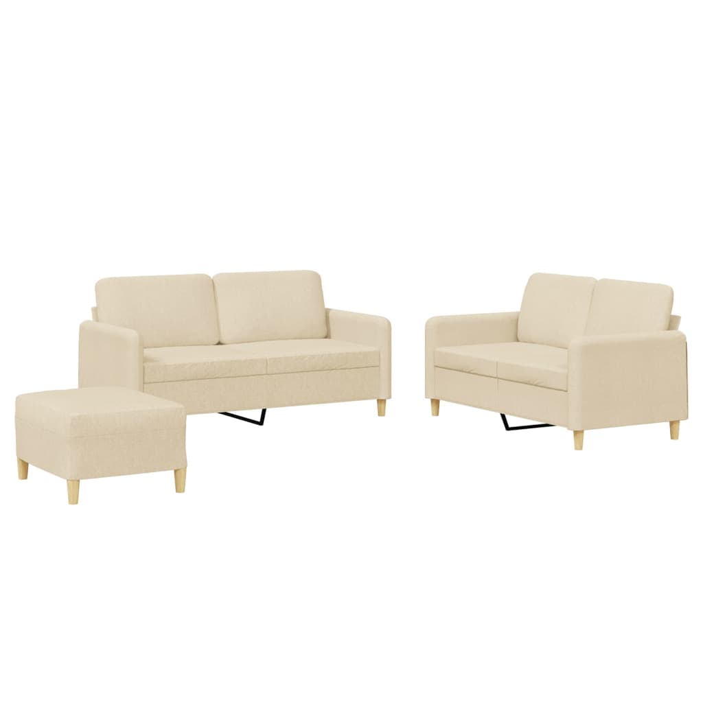 3-delige Loungeset met kussens stof crèmekleurig is nu te koop bij PeponiXL, paradijselijk wonen!