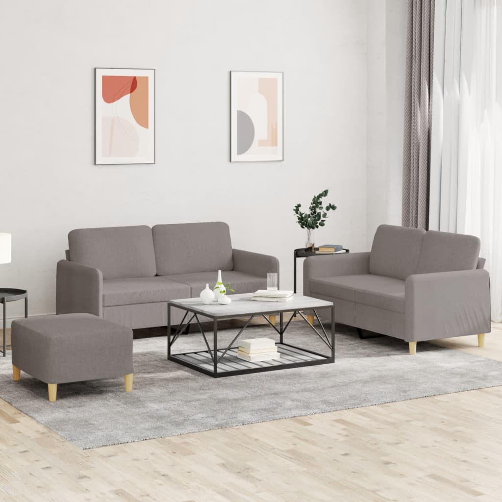 3-delige Loungeset met kussens stof taupe is nu te koop bij PeponiXL, paradijselijk wonen!