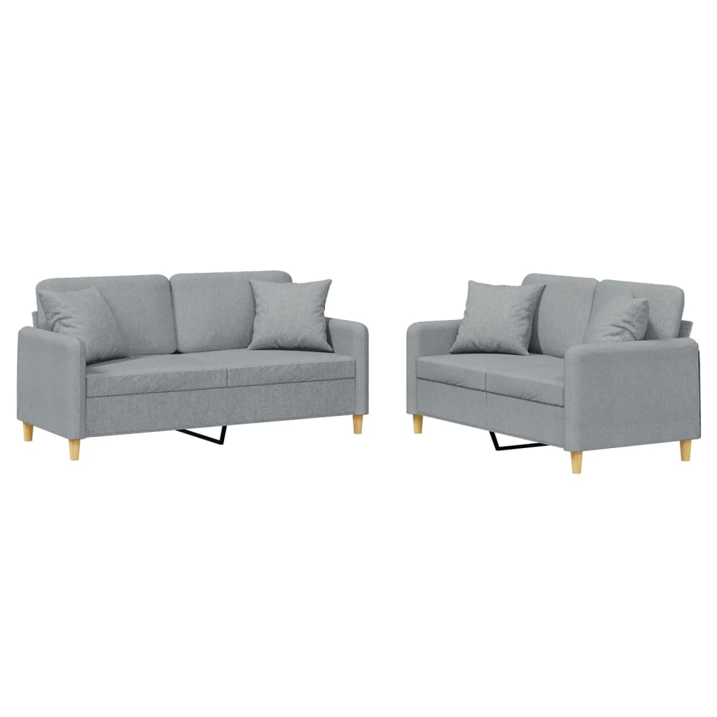 2-delige Loungeset met kussens stof lichtgrijs is nu te koop bij PeponiXL, paradijselijk wonen!
