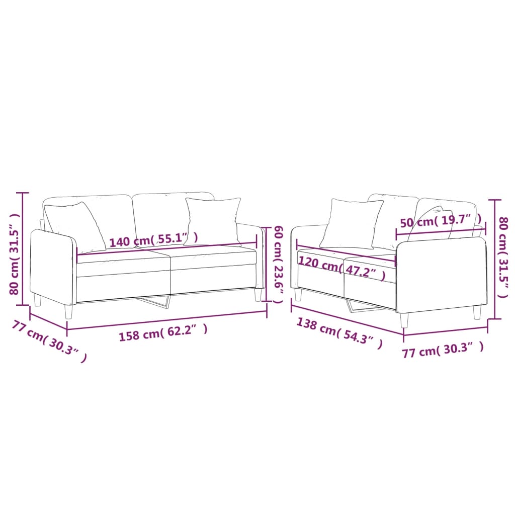 2-delige Loungeset met kussens stof lichtgrijs is nu te koop bij PeponiXL, paradijselijk wonen!