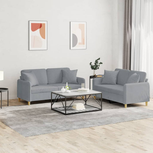 2-delige Loungeset met kussens stof lichtgrijs is nu te koop bij PeponiXL, paradijselijk wonen!