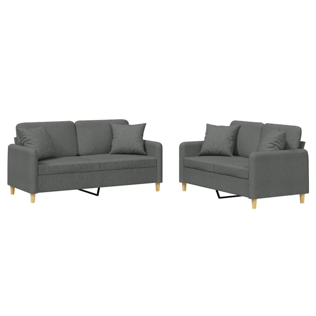 2-delige Loungeset met kussens stof donkergrijs is nu te koop bij PeponiXL, paradijselijk wonen!