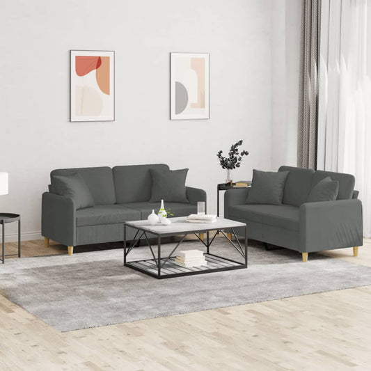 2-delige Loungeset met kussens stof donkergrijs is nu te koop bij PeponiXL, paradijselijk wonen!