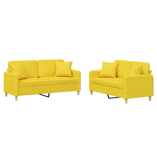 2-delige Loungeset met kussens stof lichtgeel is nu te koop bij PeponiXL, paradijselijk wonen!