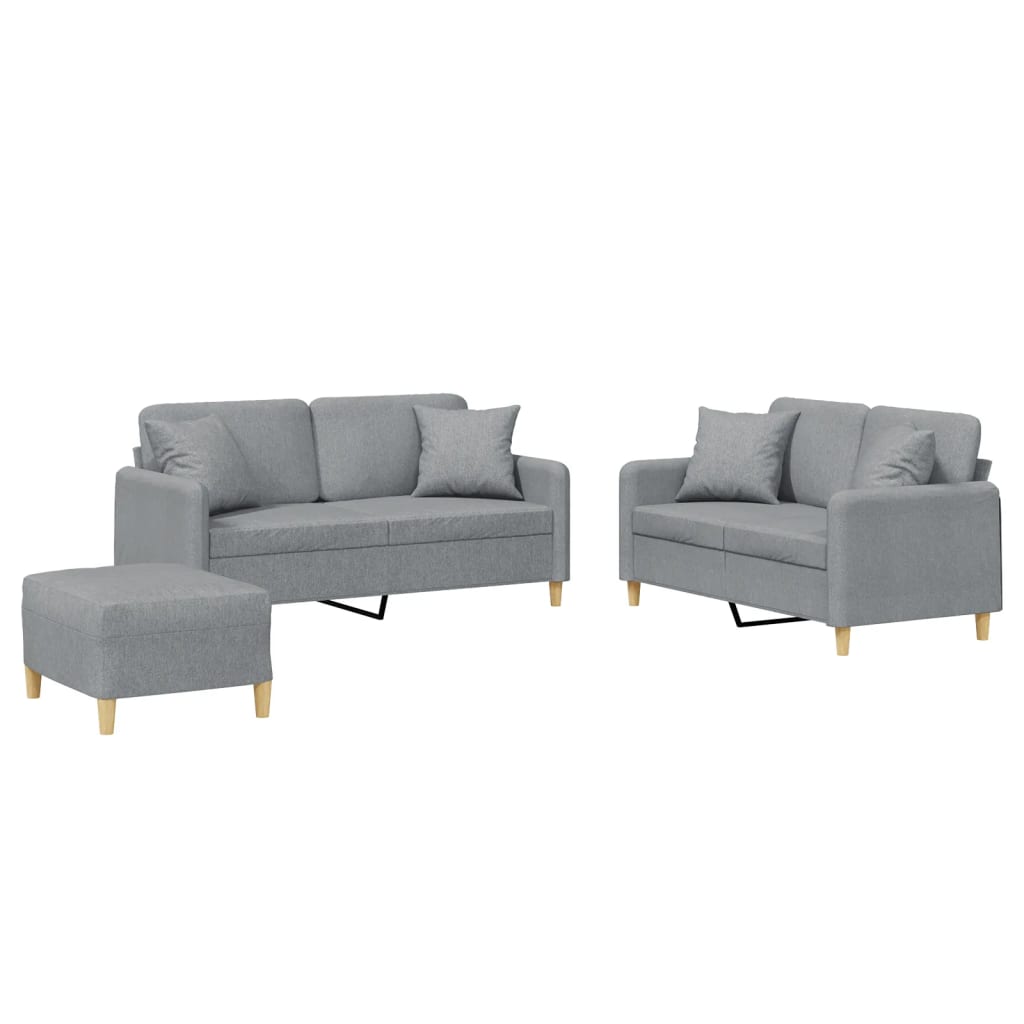 3-delige Loungeset met kussens stof lichtgrijs is nu te koop bij PeponiXL, paradijselijk wonen!