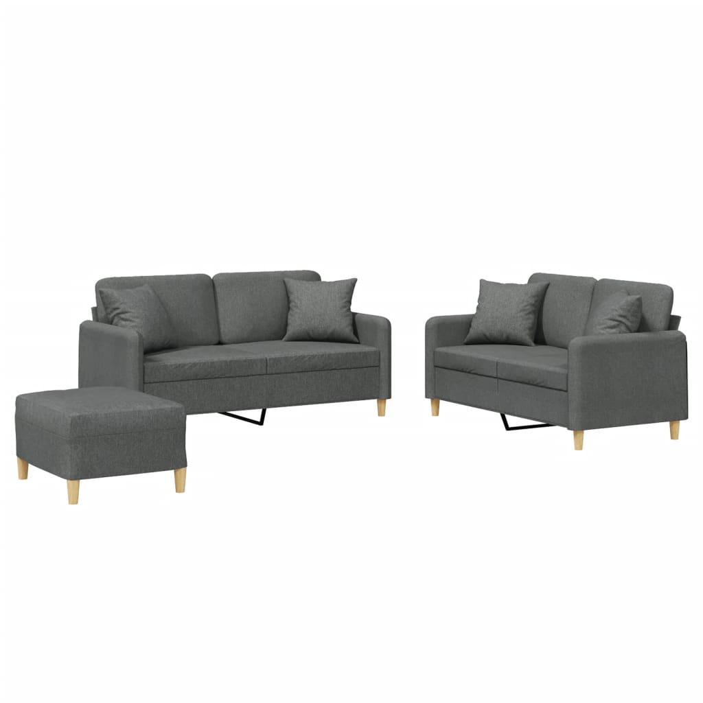 3-delige Loungeset met kussens stof donkergrijs is nu te koop bij PeponiXL, paradijselijk wonen!