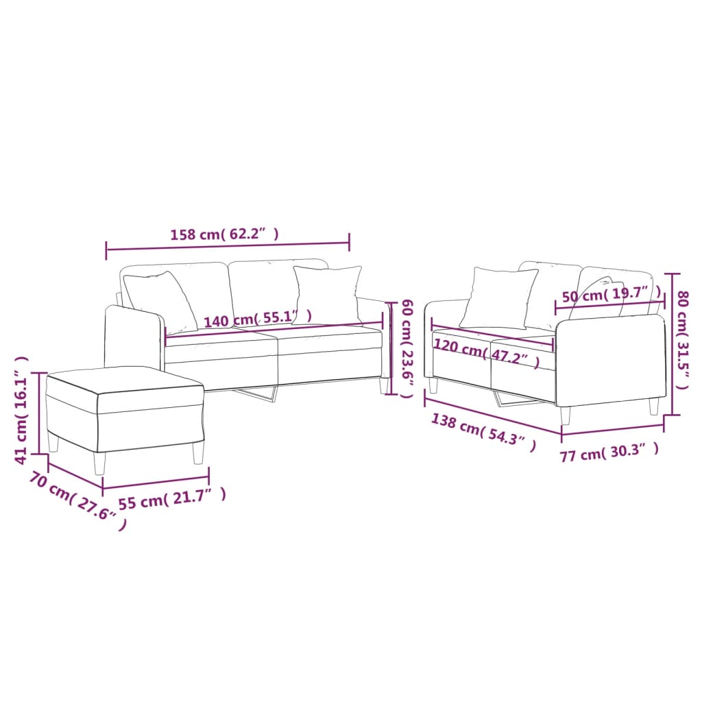 3-delige Loungeset met kussens stof donkergrijs is nu te koop bij PeponiXL, paradijselijk wonen!