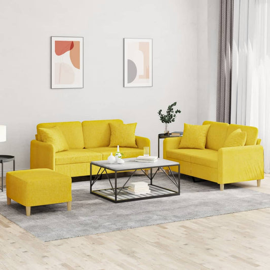 3-delige Loungeset met kussens stof lichtgeel is nu te koop bij PeponiXL, paradijselijk wonen!
