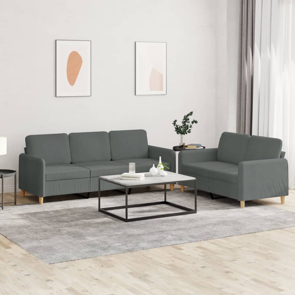 2-delige Loungeset met kussens stof donkergrijs is nu te koop bij PeponiXL, paradijselijk wonen!