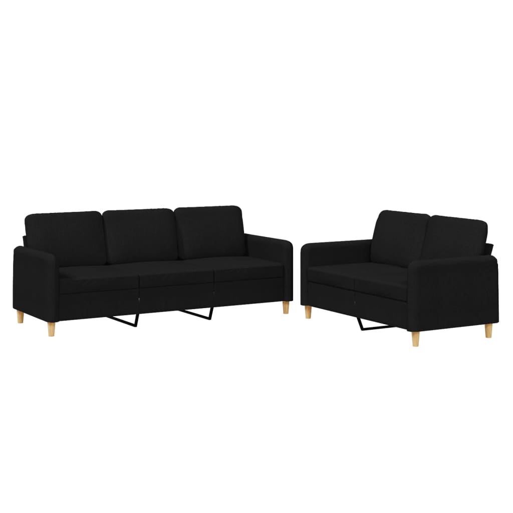 2-delige loungeset met kussens stof zwart is nu te koop bij PeponiXL, paradijselijk wonen!