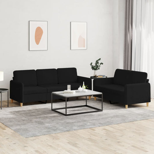 2-delige loungeset met kussens stof zwart is nu te koop bij PeponiXL, paradijselijk wonen!