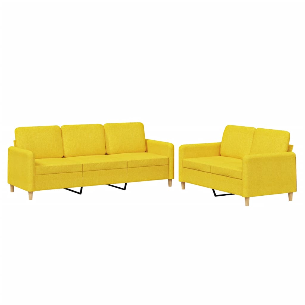2-delige Loungeset met kussens stof lichtgeel