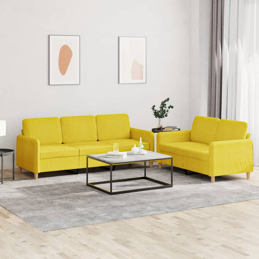 2-delige Loungeset met kussens stof lichtgeel is nu te koop bij PeponiXL, paradijselijk wonen!