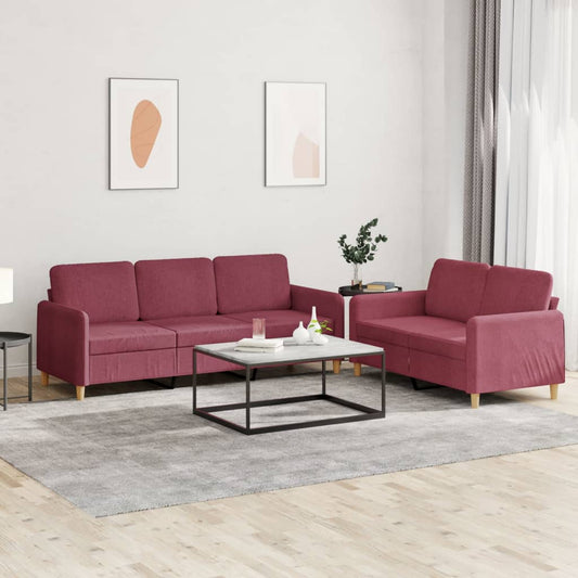 2-delige Loungeset met kussens stof wijnrood is nu te koop bij PeponiXL, paradijselijk wonen!