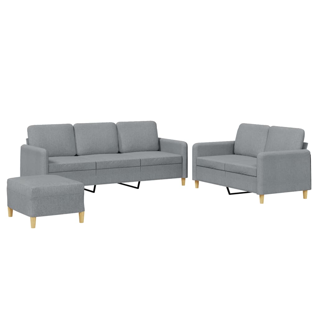3-delige Loungeset met kussens stof lichtgrijs is nu te koop bij PeponiXL, paradijselijk wonen!