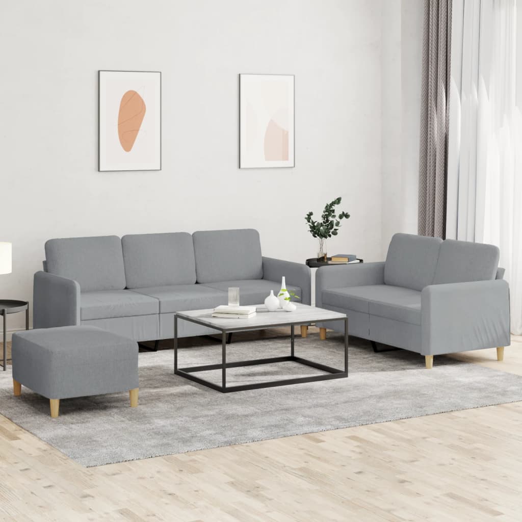 3-delige Loungeset met kussens stof lichtgrijs is nu te koop bij PeponiXL, paradijselijk wonen!