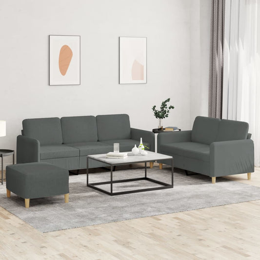 3-delige Loungeset met kussens stof donkergrijs is nu te koop bij PeponiXL, paradijselijk wonen!