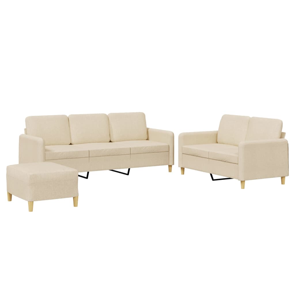 3-delige Loungeset met kussens stof crèmekleurig is nu te koop bij PeponiXL, paradijselijk wonen!