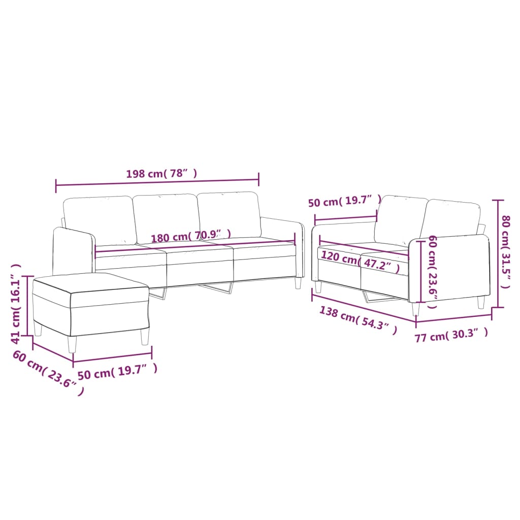 3-delige loungeset met kussens stof zwart is nu te koop bij PeponiXL, paradijselijk wonen!