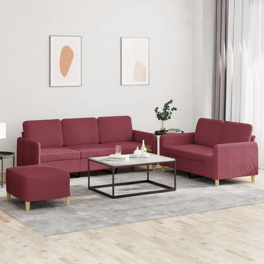3-delige Loungeset met kussens stof wijnrood is nu te koop bij PeponiXL, paradijselijk wonen!