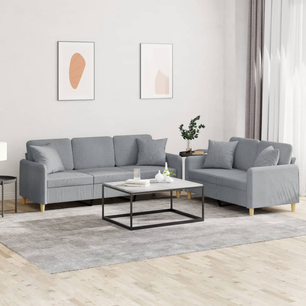 2-delige Loungeset met kussens stof lichtgrijs is nu te koop bij PeponiXL, paradijselijk wonen!