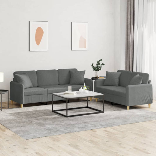 2-delige Loungeset met kussens stof donkergrijs is nu te koop bij PeponiXL, paradijselijk wonen!