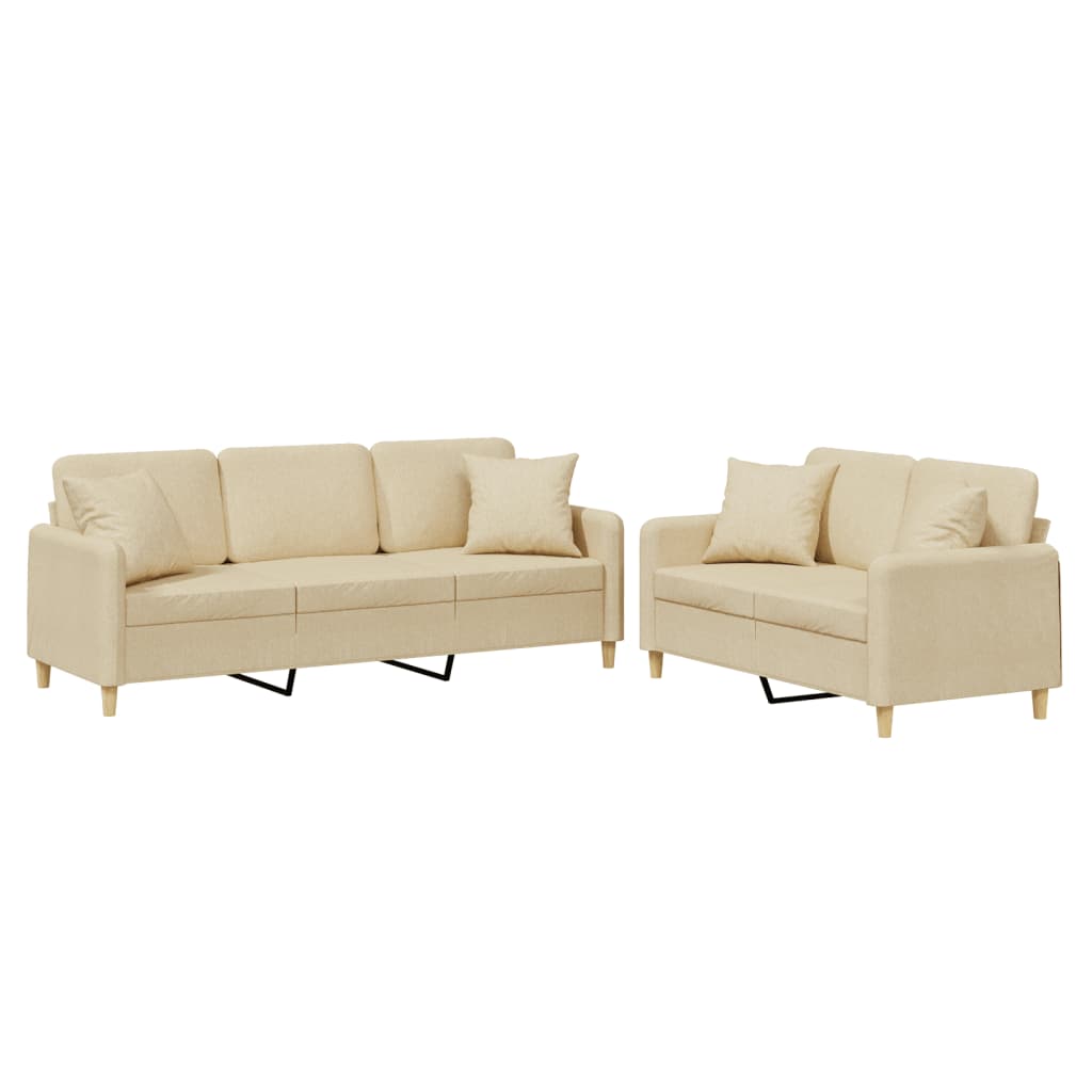 2-delige Loungeset met kussens stof crèmekleurig is nu te koop bij PeponiXL, paradijselijk wonen!