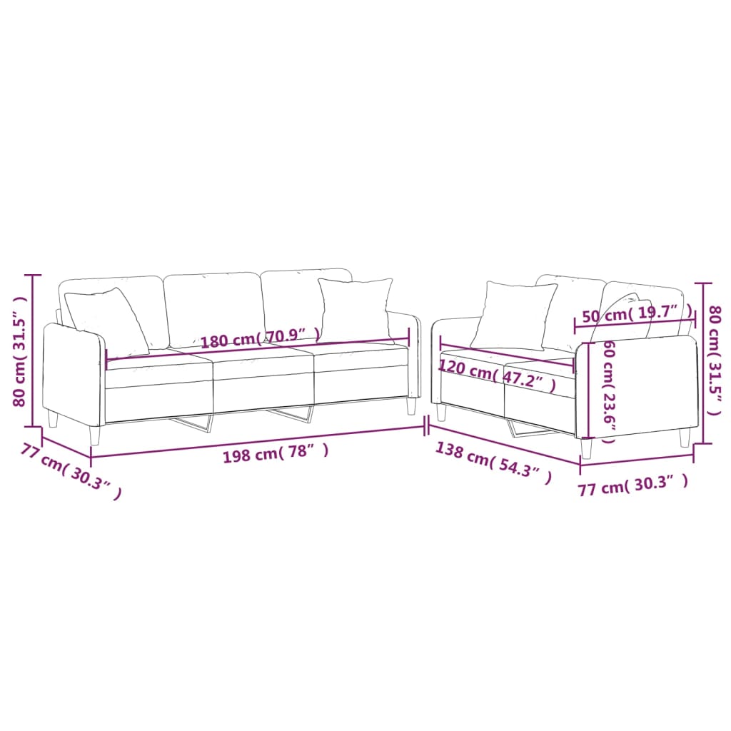 2-delige Loungeset met kussens stof zwart is nu te koop bij PeponiXL, paradijselijk wonen!