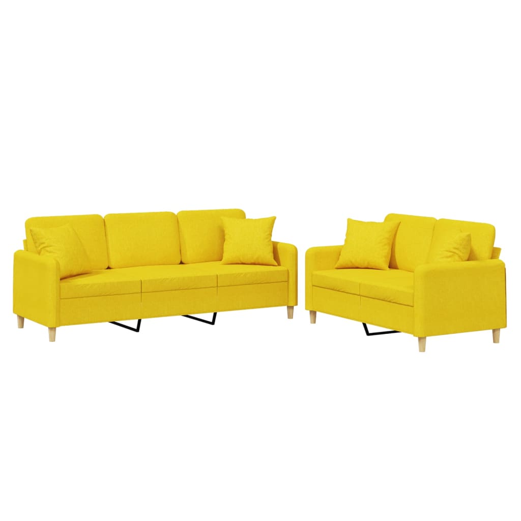 2-delige Loungeset met kussens stof lichtgeel