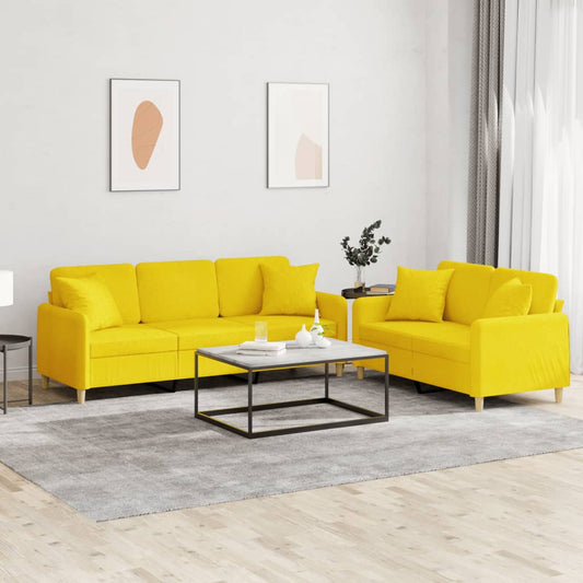 2-delige Loungeset met kussens stof lichtgeel is nu te koop bij PeponiXL, paradijselijk wonen!