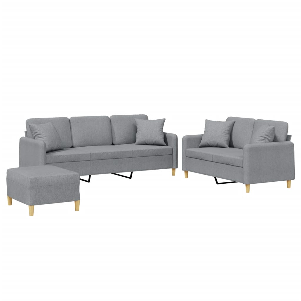 3-delige Loungeset met kussens stof lichtgrijs is nu te koop bij PeponiXL, paradijselijk wonen!