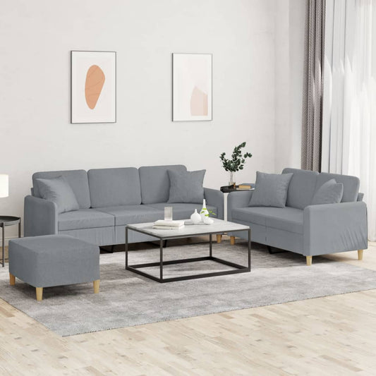3-delige Loungeset met kussens stof lichtgrijs is nu te koop bij PeponiXL, paradijselijk wonen!