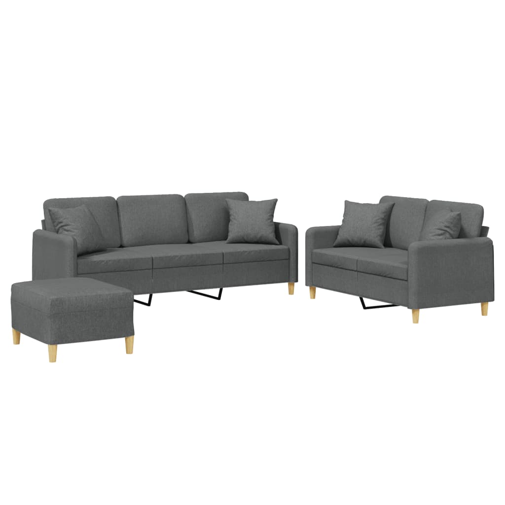 3-delige Loungeset met kussens stof donkergrijs is nu te koop bij PeponiXL, paradijselijk wonen!