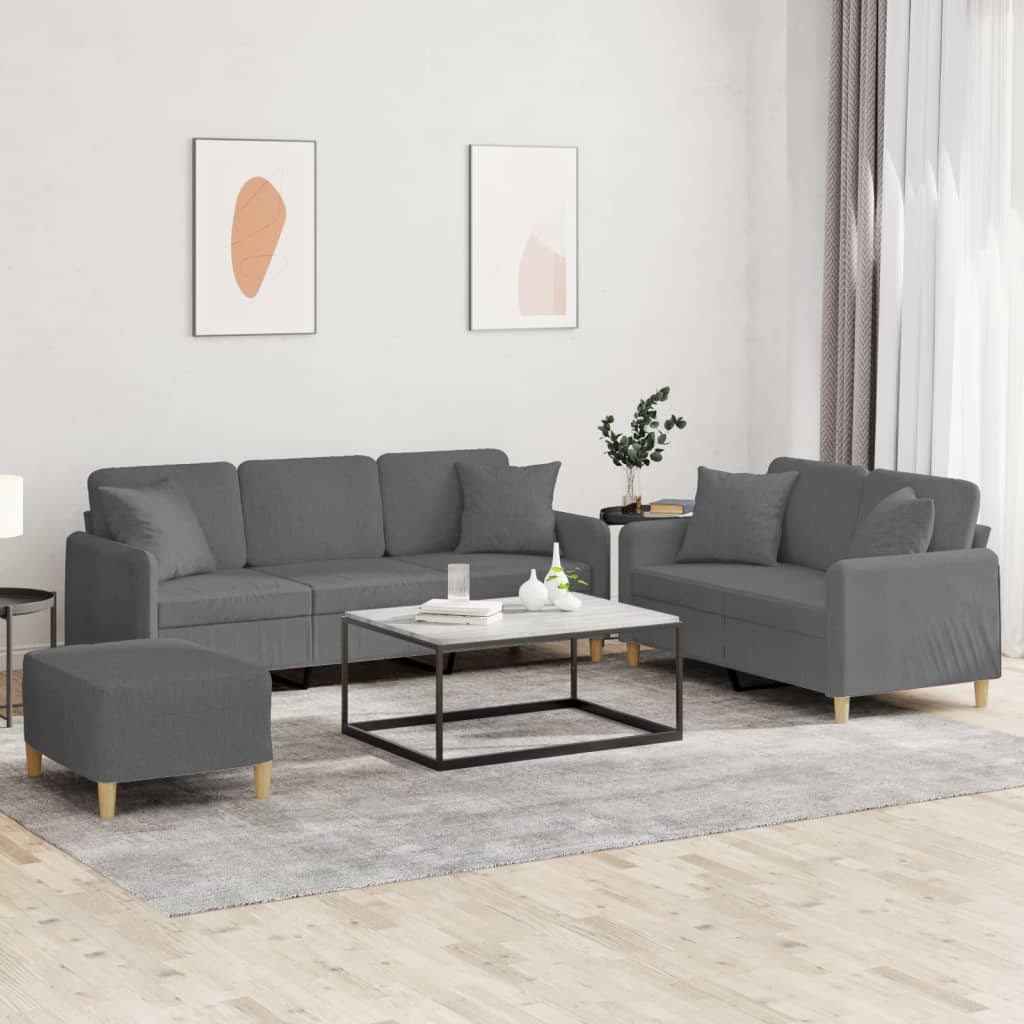 3-delige Loungeset met kussens stof donkergrijs is nu te koop bij PeponiXL, paradijselijk wonen!