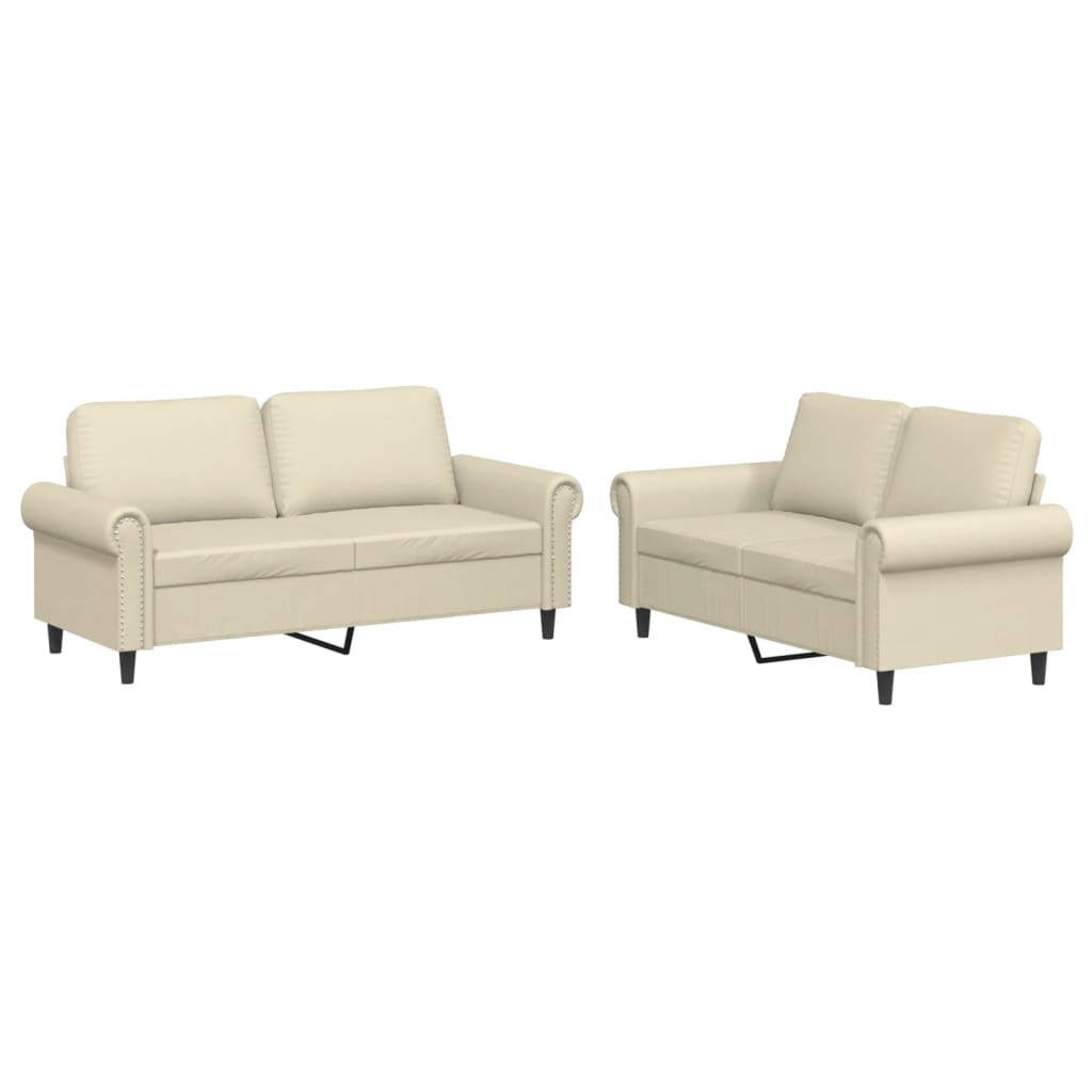 2-delige Loungeset met kussens kunstleer crème is nu te koop bij PeponiXL, paradijselijk wonen!