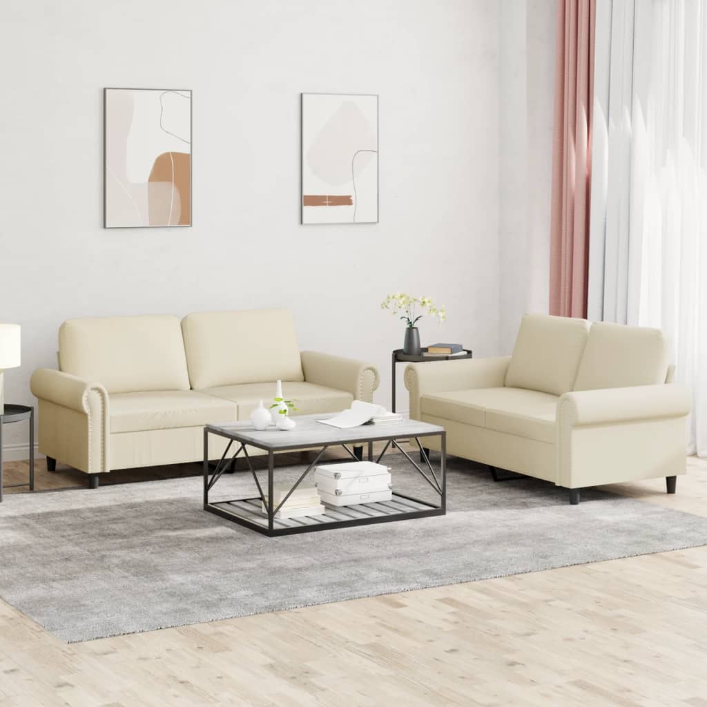 2-delige Loungeset met kussens kunstleer crème is nu te koop bij PeponiXL, paradijselijk wonen!