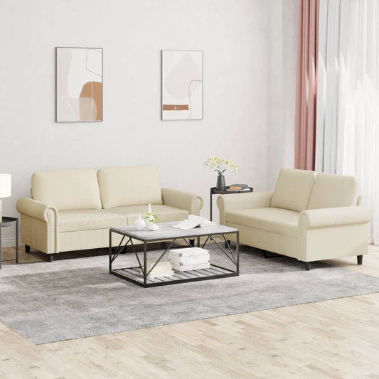 2-delige Loungeset met kussens kunstleer crème is nu te koop bij PeponiXL, paradijselijk wonen!