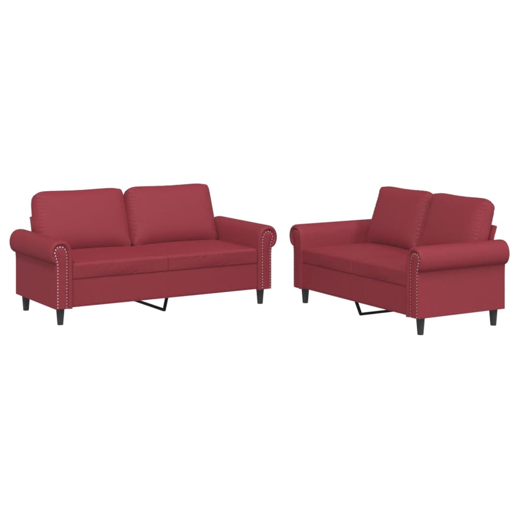 2-delige Loungeset met kussens kunstleer wijnrood is nu te koop bij PeponiXL, paradijselijk wonen!
